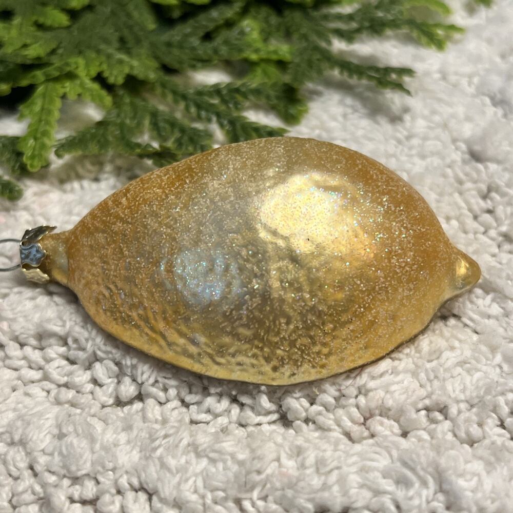 Vintage Set of 2 Lemon & Strawberry Glass Glitter Half Fruit Ornaments - Picture 4 of 13